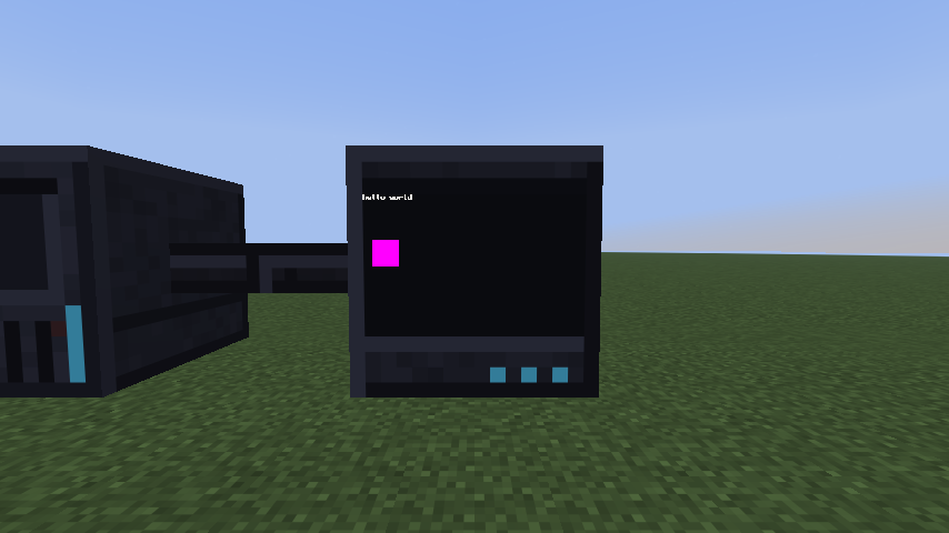 A tier 3 screen block beside a case, showing text and a small magenta sixel picture